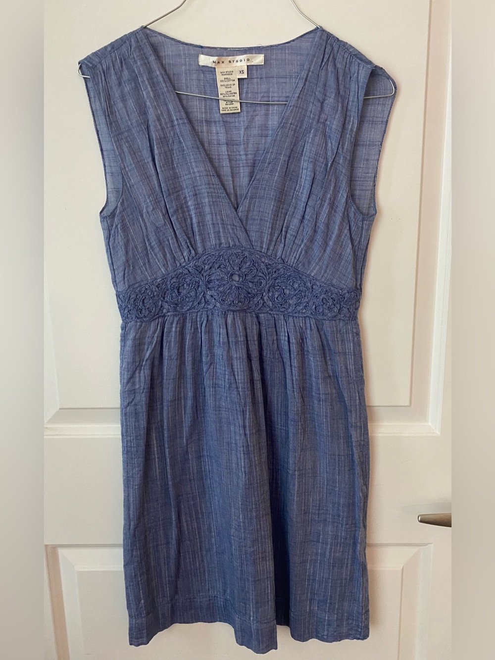 Max Studio Dusty Blue V-Neck Sleeveless Dress